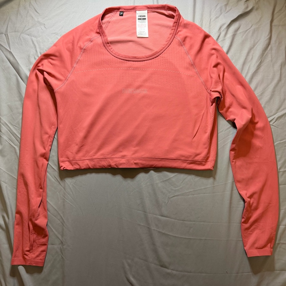 Women's Coral Long Sleeve Crop Top
